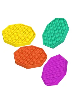 گجت، فیجت و سرگرمی پاپ ایت 4 Pack Pop Fidget Toy Push Bubble Sensory Autism Special Needs Stress Reliever Silicone Squeeze for Home School and Office Octagon Yellow Purple Green Orange 