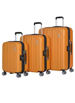 چمدان و ساک مسافرتی ست چمدان Hard Case Travel Bags Makrolon Polycarbonate Lightweight Expandable Zipper Trolley Luggage Set And Robust 4 Quiet Wheels With TSA Lock Kg82 Yellow 