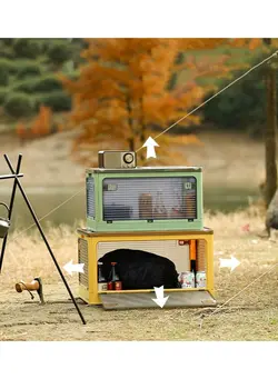 کمپینگ مبلمان کمپینگ 1 piece Camping Storage Box Folding Stackable Wheeled Container Closet Organizer with Lid Book Bins Storage Cabinet Large for Outdoor 