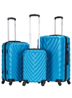 چمدان و ساک مسافرتی ست چمدان ABS Hardside 3-Piece Trolley Luggage Set, Spinner Wheels with Number Lock 20/24/28 Inches - Light Blue 