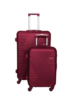 چمدان و ساک مسافرتی ست چمدان TravelWay Lightweight Luggage Trolley Set of 2 Bag - 2 Sizes Hardshell Suitcase Spinner Luggage for Travel | ABS Luggage with 4 Spinner Wheels (Burgundy Red, Set of 2) 
