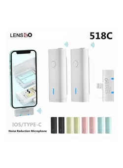 میکروفون سایر LENSGO 518C 2.4G Wireless Microphone With Dual Transmitters And One Receiver for Smartphone iPhone 