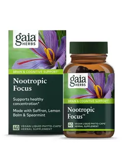 ویتامین و ساپلیمنت دمنوش و مکمل‌های گیاهی Nootropic Focus Brain & Cognitive Support Supplement To Help Maintain Healthy Concentration* With Saffron Lemon Balm & Spearmint 40 Liquid Phytocapsules (Up To 20Day Supply)