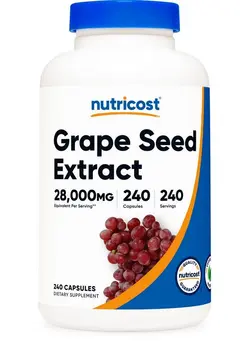 ویتامین و ساپلیمنت مکمل‌های گوارشی Grape Seed Extract 28000Mg 240 Capsule Nongmo Gluten Free Vegetarian Friendly