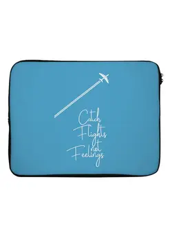 کیف، کوله‌پشتی و چتر کیف و کوله لپ تاپ Catch Flights Not feelings Printed Sleeve For 13-Inch Laptop Blue/White 