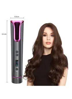 اتو مو فر کننده LCD Display Adjustable Temperature Timer Rechargeable Portable Curling Wand - Cordless Auto Hair Curler Curling Iron 