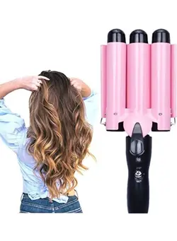 اتو مو فر کننده Ceramic Hair Curler Triple Barrel Curling Iron Professional Hair Tools Styler 25mm Big Wave Hair Waver Roller Curling Wand 