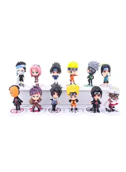 فیگور و مجسمه مجسمه و اکسسوری 12pcs/set Naruto Anime Shippuden Hinata Sasuke Itachi Kakashi Gaara Jiraiya Sakura Q Version PVC Figures Toys Dolls Kid Gift 