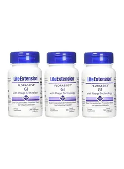 ویتامین و ساپلیمنت مکمل‌های گوارشی Pack Of 3 Life Extension GI With Phage Technology - 30 Liquid Vegetarian Capsules