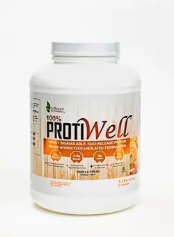 مکمل‌های ورزشی پروتئین ProtiWell Whey Proteins Isolate and Hydrolyzed 5 Pounds