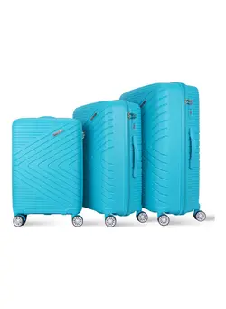 Bricks 3-Piece Hardside Luggage Trolley Set Light Blue 