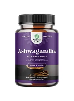 ویتامین و ساپلیمنت مکمل‌های گوارشی Best Ashwagandha Root Powder Capsules 1300 Mg Premium Relaxation Sleep Natural Supplement Calming Energy Rejuvenate 100% Pure Potent Ingredients For Women And Men 30 Servings Per Container
