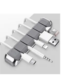 تجهیزات صوتی  قابل حمل سایر Cord Organizer, Cable Organizer Holder 5 Slots Desktop Cord Wire Clips Keeper for Organizing USB Cable/Power Cord/Wire Home Office and Car (Grey) 