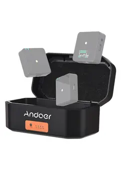 میکروفون سایر Andoer Wireless Microphone Charging Case 3-slot Charging Box Built-in 4200mAh Large Capacity Battery USB-C PD Fast Charging Charger Replacement for RODE Wireless GO I/ GO II Microphone 