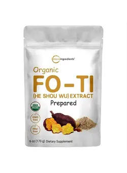ویتامین و ساپلیمنت مکمل‌های گوارشی Organic He Shou Wu, Pure Fo Ti Extract Powder, 6 Ounce, Prepared Foti Steaming with Black Bean, Traditional Anti Aging Herb, Promotes Hair Health and Antioxidant, Filler Free and No GMOs