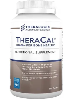 ویتامین و ساپلیمنت مکمل‌های گوارشی TheraCal D4000 Bone Health Supplement with Calcium, Vitamins D3 & K2, Magnesium and More | 90 Day Supply - 360 Tablets | Manufactured in The USA