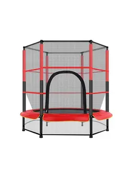 بازی‌های فضای باز و تجهیزات پارک ترامپولین 5.5 Feet Portable Indoor And Outdoor Jumping Trampoline With Safety Net 140x140x160cm 