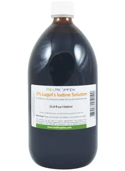 ویتامین و ساپلیمنت مکمل‌های گوارشی 2% Lugols Iodine Solution | 33.8 Fl Oz - 1000 ml | Made with 2 Percent Iodine and 4% Potassium Iodide | Glass Bottle | Lugol's Solution | Heiltropfen®