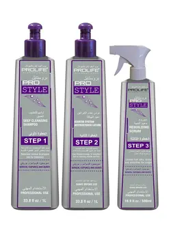 مراقبت پوست سر صاف‌کننده مو PRO STYLE Brazilian Keratin Straightning Treatment Kit 1 L contains Cericin Silk Worm Protein, Buriti Oil, and  Cupuacu Butter, No Bad Smell or Eye Irritation, Registered by Dubai Municipality 