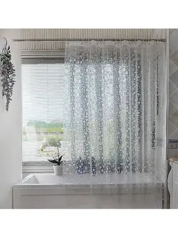 لوازم حمام پرده حمام Shower Curtain 3D Circle Effect Clear Vision Translucent Fashion Transparent PEVA Three-dimensional Waterproof Mildew-proof No Smell with 12 Plastic Hooks (180x180cm) Clear 