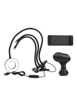 نورپردازی و استودیو سایر Andoer 3.5-Inch Flexible Arms Design Clip-On Mini USB Ring Light With Phone Holder & Microphone Clip Black 