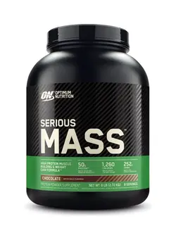 مکمل‌های ورزشی پروتئین Serious Mass High Protein And Calorie Gainer Powder - 6 Lbs Chocolate With Vitamins Minerals 6 Pound