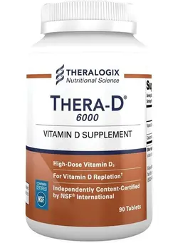 ویتامین و ساپلیمنت مکمل‌های گوارشی Thera-D 6000 Vitamin D Supplement | 6,000 IU Vitamin D3 Tablets | 90 Day Supply | Manufactured in The USA