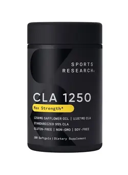 مکمل‌های ورزشی پروتئین Sports Research Max Potency CLA 1250 mg 180 Softgels Weight Management Supplement for Men and Women