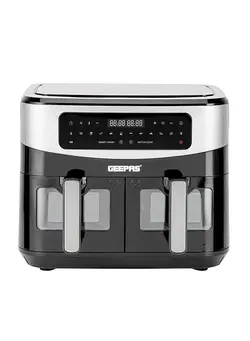 سرخ‌کن سرخ‌کن بدون روغن Dual Basket Digital Air Fryer Equipped with VORTEX Air Frying Technology Oil Free Cooking LED Display with Touch Screen Smart Finish and Match Cook 9 L 2600 W GAF37525 Black 