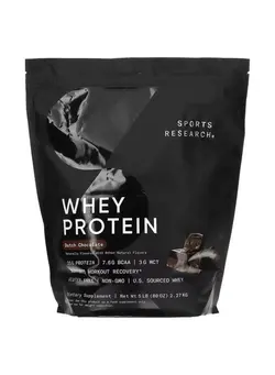 مکمل‌های ورزشی افزایش انرژی Sports Research Whey Protein Isolate Dutch Chocolate 5 lbs (2.27 kg)