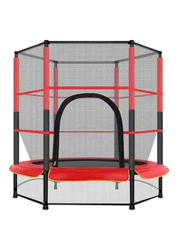 بازی‌های فضای باز و تجهیزات پارک ترامپولین 5.5 Feet Outdoor Round Trampoline Safety Jumping Mat With Protection Net 140x140x160cm 