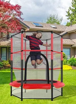 بازی‌های فضای باز و تجهیزات پارک ترامپولین XIANGYU 5.5 FT Kids Trampoline with Safety Enclosure Net | Outdoor Indoor Mini Trampolines for Kids Jumping Mat and Spring Cover Padding 