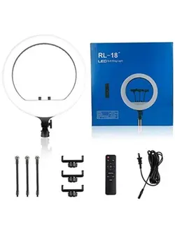 نورپردازی و استودیو سایر 19 Inch Ring Light Tripod Mount Live Broadcast Dual Phone Bracket RL-18 White 