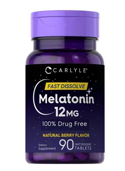 ویتامین و ساپلیمنت مکمل‌های گوارشی Carlyle Melatonin 12 mg Fast Dissolve 90 Tablets, Natural Berry Flavor