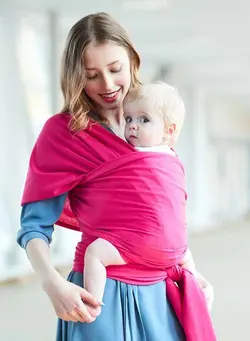 لوازم حمل آغوش Baby Sling Wrap Carrier Soothing Stretchy Breathable Ergonomic Newborn To Toddler Pink 