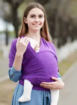 لوازم حمل آغوش Baby Sling Wrap Carrier Soothing Stretchy Breathable Ergonomic Newborn To Toddler Purple 