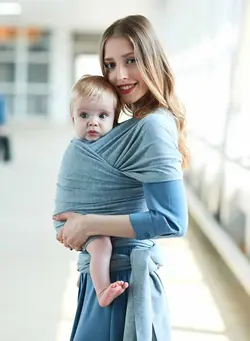 لوازم حمل آغوش Baby Sling Wrap Carrier Soothing Stretchy Breathable Ergonomic Newborn To Toddler Blue 