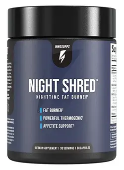 مکمل‌های تقویتی و تنظیمی مدیریت وزن Inno Supps Night Shred Time Fat Burner Natural Sleep Support Appetite Suppressant and Weight Loss 60 Veg Capsules