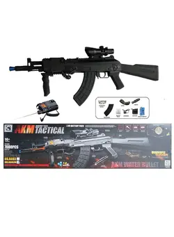 بازی‌های فضای باز و تجهیزات پارک تفنگ اسباب‌بازی AKM 12 Automatic Toy Machine Gun Long Range Advance AK 47 Water Bullet Electric Simulation Toy Sniper Gun with Quadruple Telescope 