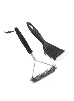 باربیکیو و گریل فرچه‌های باربیکیو Grill Cleaning Brush 2 Pack Triangle Metal Bristles Cleaner with Scraper and Long Handle Stainless Grill Grate Cleaner Perfect for All Grilling Tools 