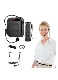 تجهیزات صوتی  قابل حمل اسپیکر Voice Amplifier with Wired Microphone Headset, Portable Rechargeable PA System Speaker Personal Speech Amplifier, Loudspeaker for Teachers, Tour Guides/Coaches Metting/Yoga/Fitness (Black) 