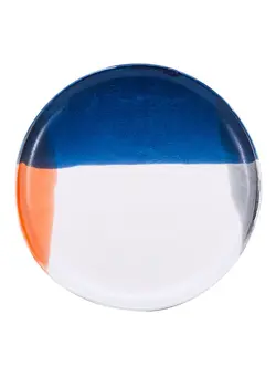 ظروف و لوازم سرو غذا بشقاب و ظروف سرو سالاد Porcelain Dessert Salad Plate Blue/White/Orange 1400g 