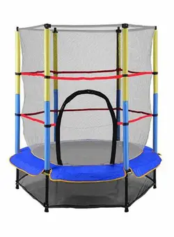 بازی‌های فضای باز و تجهیزات پارک ترامپولین 5.5ft Round Kids Outdoor Mini Trampoline Enclosure Net Pad Rebounder Jumping Bed Exercise Toys 140x140x160cm 
