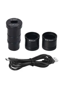 دوربین فیلم‌برداری و عکاسی تلسکوپ و میکروسکوپ Type-C USB2.0 5MP Microscope Camera Built-in 0.5X Ocular Adapter Clear Definition Electronic Digital Eyepiece for Stereo Biological Microscope 