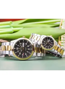 زنانه ساعت Sveston Couples Two Tone Stainless Steel Analog Quartz Gift Watch SV 7484 