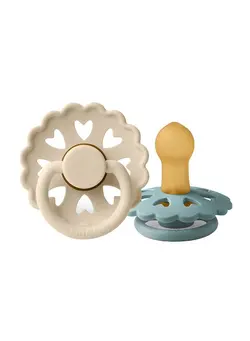 تغذیه و نگهداری کودک پستانک Pack Of 2 Fairytale Latex Baby Pacifier 0-6M, Cream/Stone Blue - Size 1 