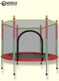 بازی‌های فضای باز و تجهیزات پارک ترامپولین Indoor Mini Trampoline with Durable Jumping Mat Safety Enclosure Net and Foam Rod 
