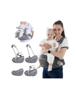 لوازم حمل آغوش Baby Carrier with Hip Seat, Baby Carrier Newborn to Toddler, Adjustable Baby Holder Carrier, Ergonomic Carrier, Soft Baby Holder Carrier for 8-45lb, 0-36 Months (Gray) 