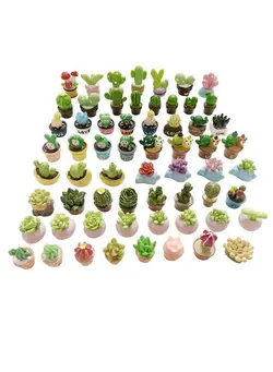 عروسک و لوازم  جانبی سایر Miniature Potted Plants Resin Decoration 30Pcs Random Set For Doll House Pretend Play Toys Diy Mini Home Garden Flowerpot Succulent Planter 