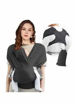 لوازم حمل آغوش Baby Wrap Carrier Slings, Adjustable Newborn to Toddler Original Stretchy Infant Sling, Perfect for Babies and Children up 35 lbs (Dark Grey) 